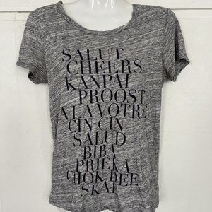 J Crew Collector Tee Top Womens XS Gray Salut Cheers Crew Neck Short Sle…